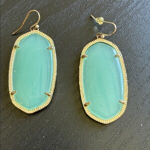 Kendra Scott Aqua large Teardrop Gold-Frame Earrings